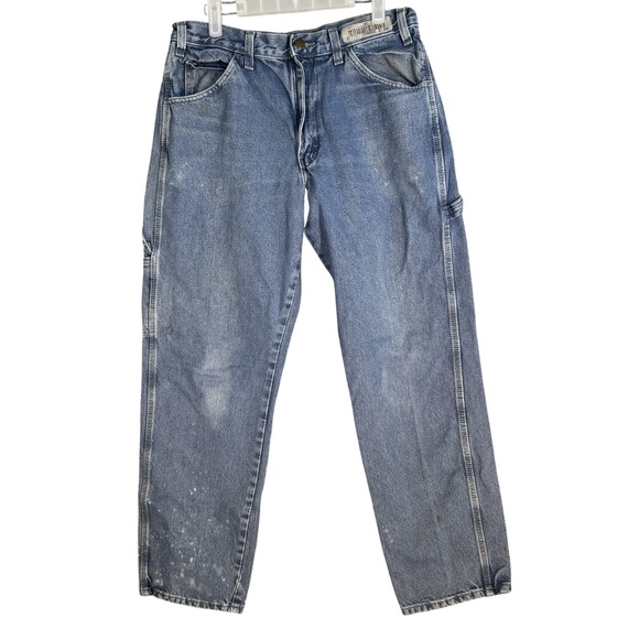 Vintage Dickies Jeans Mens 32x32 Blue Denim Carpenter Workwear Paint Stains 00s - Picture 1 of 11